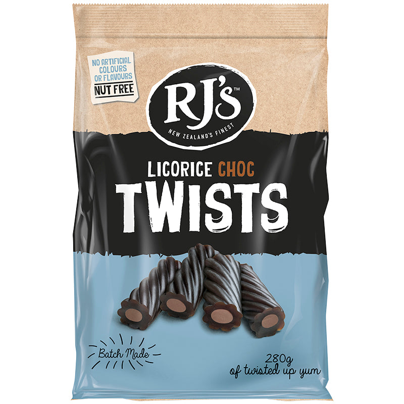 RJ'S Licorice Chocolate Twists - 280g
