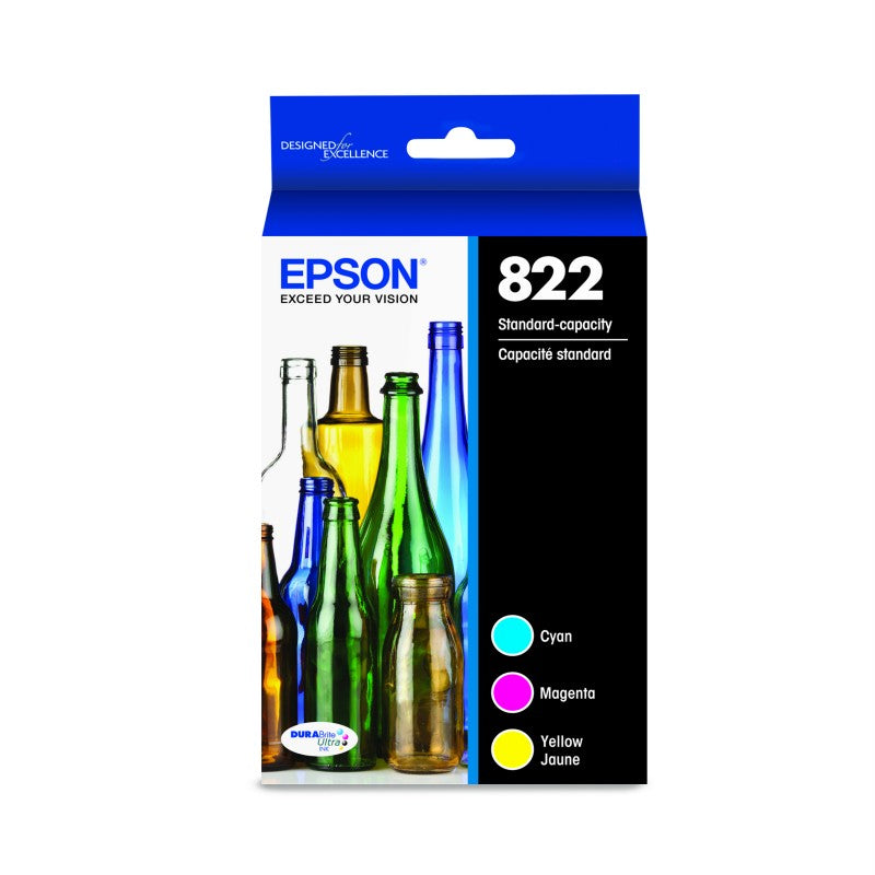Epson T822 Ink Cartridge Combo Pack - Standard Capacity - Cyan/Magenta/Yellow