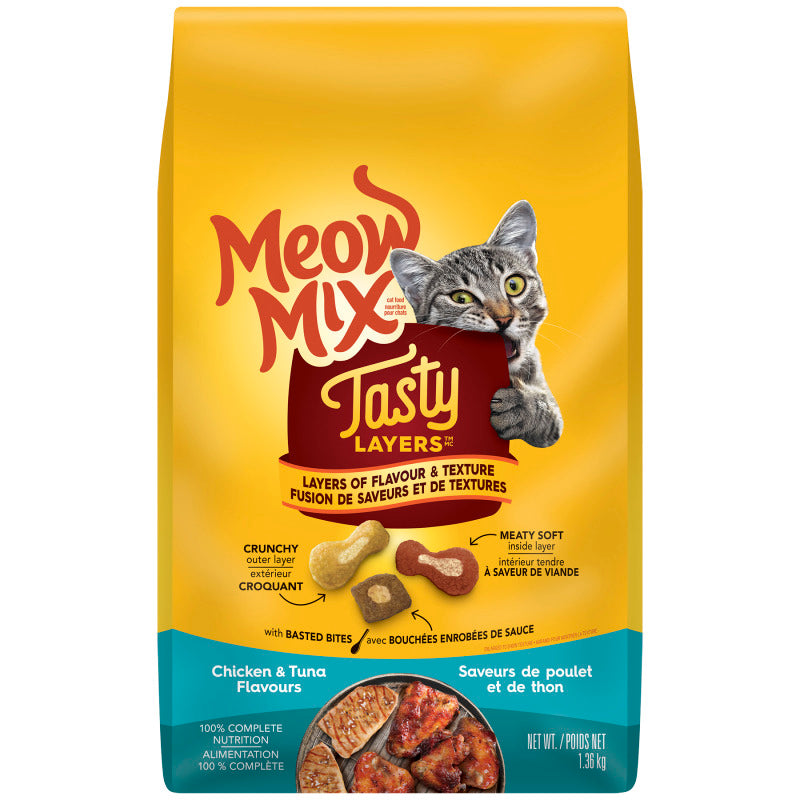 Meow Mix Tasty Layers Dry Kibble - Chicken and Tuna 1.36kg