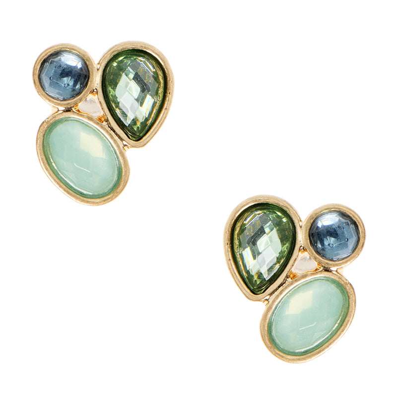 Lonna Lilly Cluster Stud Earrings - Green
