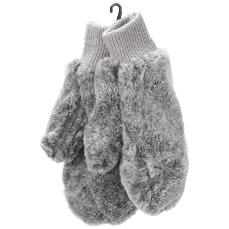 Di Firenze 2 Tone Faux Fur Mitten - Grey