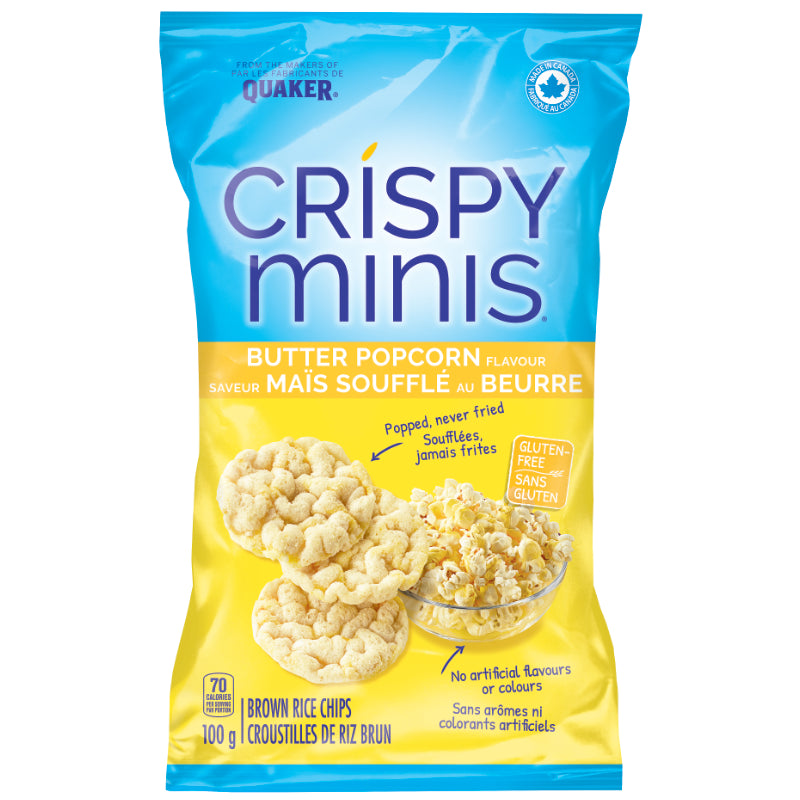 Quaker Crispy Minis Brown Rice Chips - Butter Popcorn Flavour - 100g