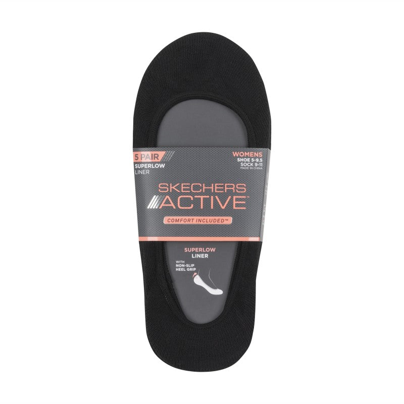 Skechers Women's Superlow Liners - Black - 5 pack