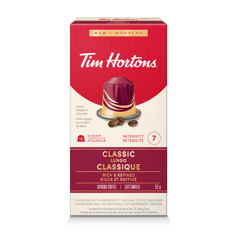 Tim Hortons Ground Coffee Capsules - Classic Lungo - 10's