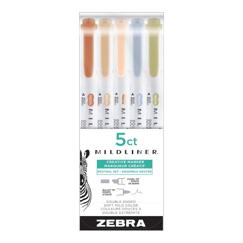 Zebra Mildliner Creative Marker - Neutral Colours - 5s