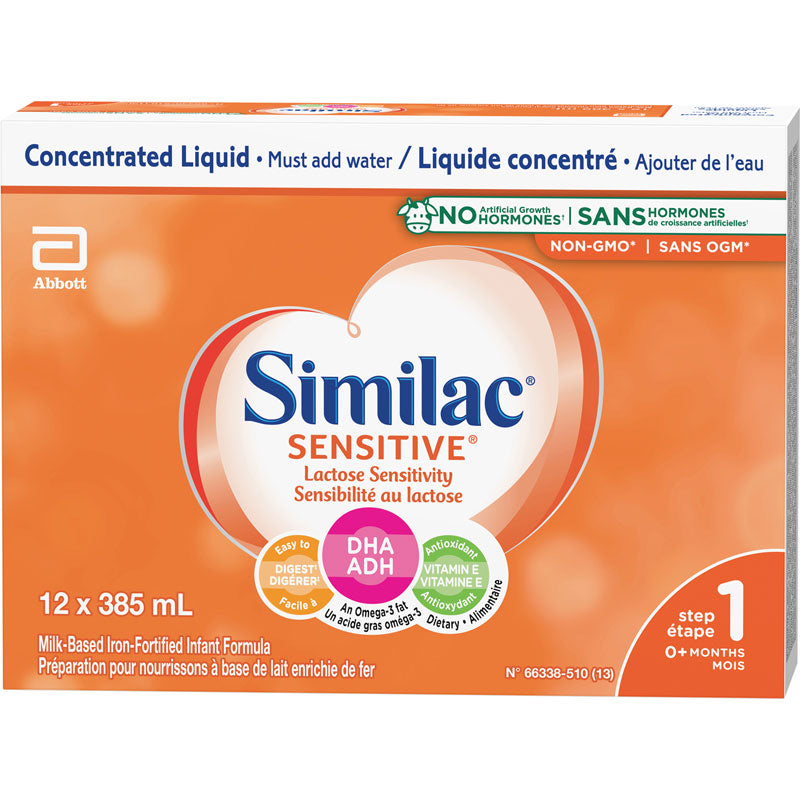 Similac Sensitive Concentrated Liquid Baby Formula - Lactose Sensitivity - 12X385ml