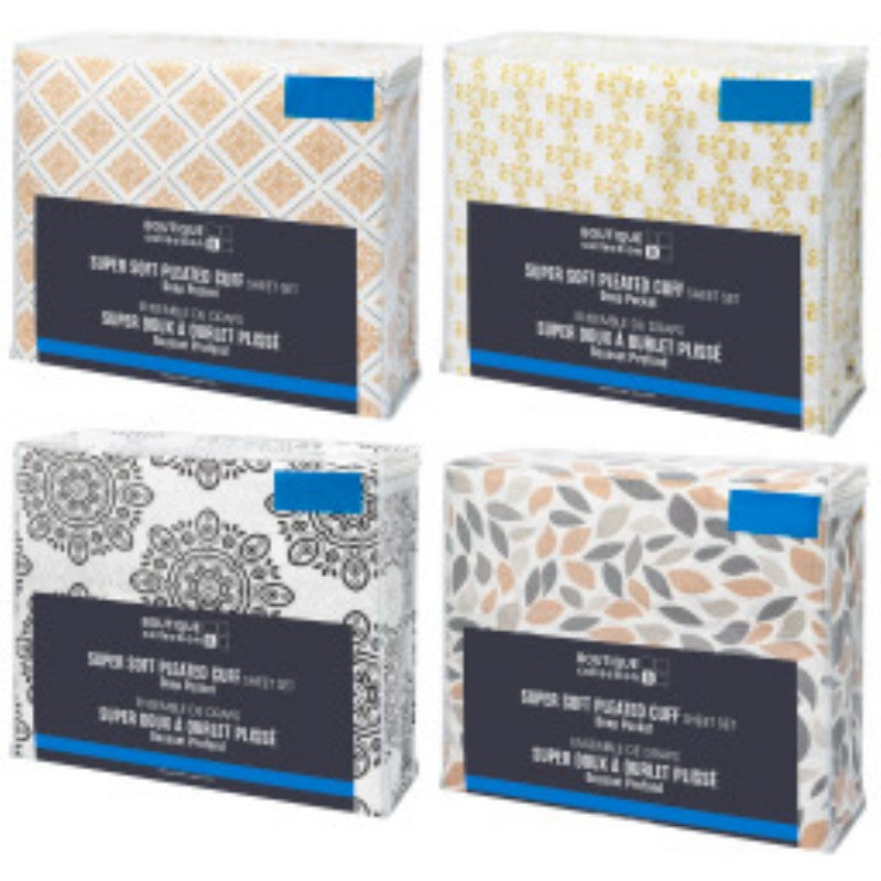 Boutique Collection Super Soft Pleated Cuff Sheet Set - Twin - Assorted