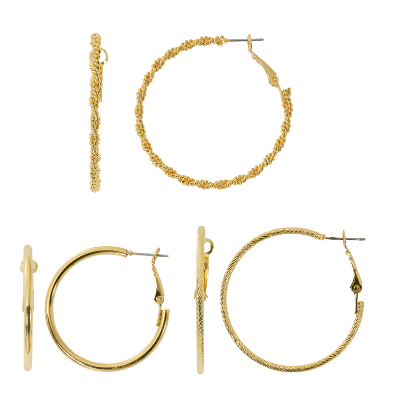 Primavera Round Trio Hoop Earring Set - Gold