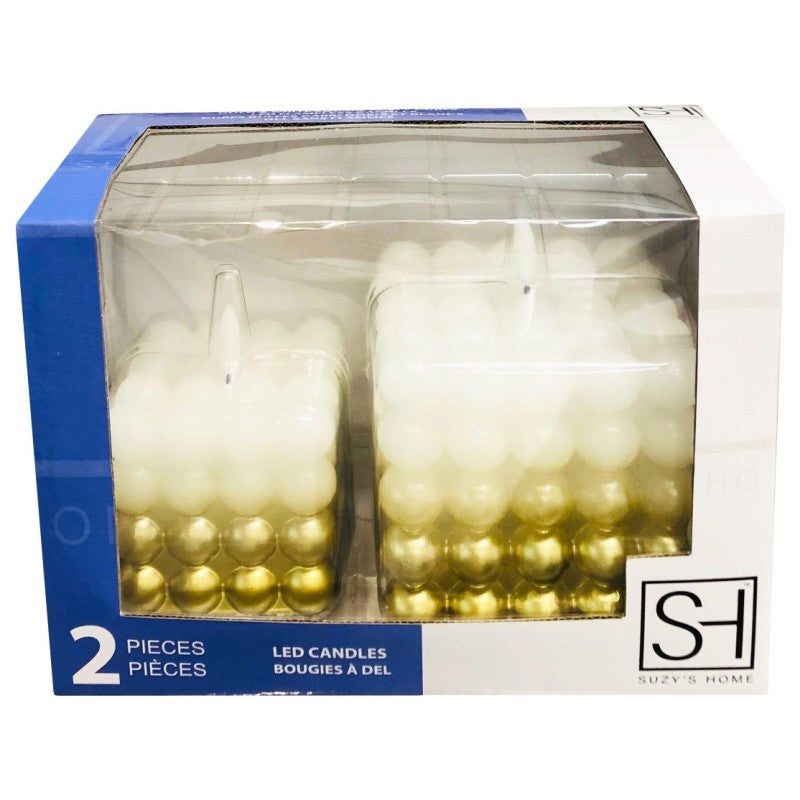 Suzy's Home LED Flameless Candles - Square - Gold - 2 pack