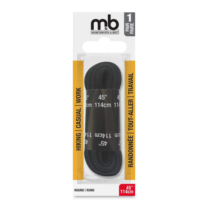 Moneysworth and Best Round Hiking Lace - Black - 45 inch