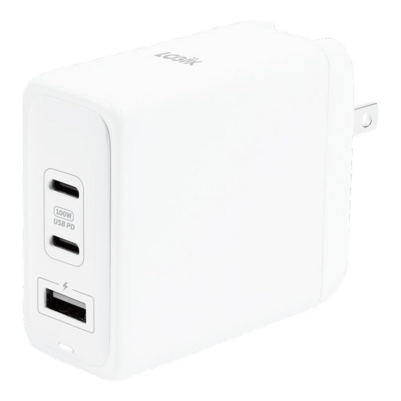 LOGiiX Power Plus 100 USB-A &amp; 2 x USB-C Power Adapter - White - LGX-13543