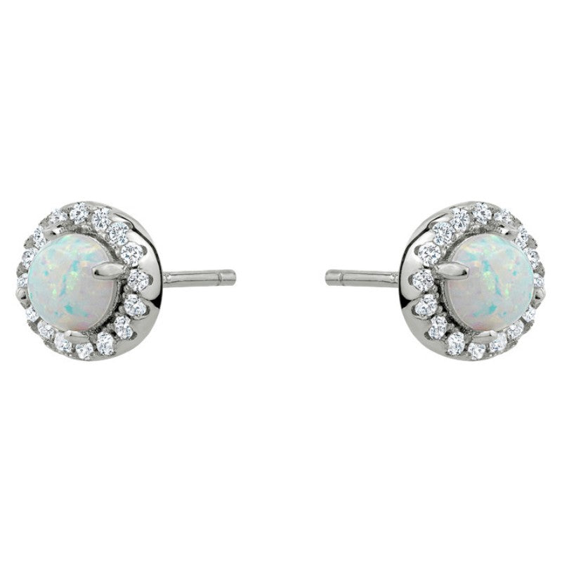 Collection by London Drugs Cz Halo Opal Stud Earring - Silver