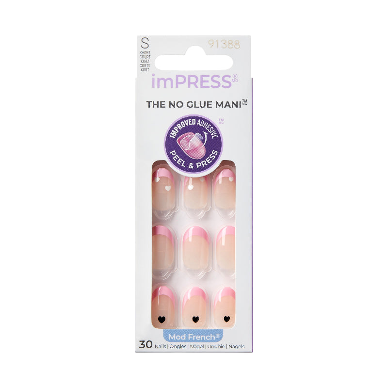 Kiss ImPRESS Peel & Press Mod French False Nails Kit - Short - Ditto - 30s