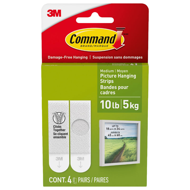 3M Command Picture Hanging Strip - Medium - White - 17201-4PK-E