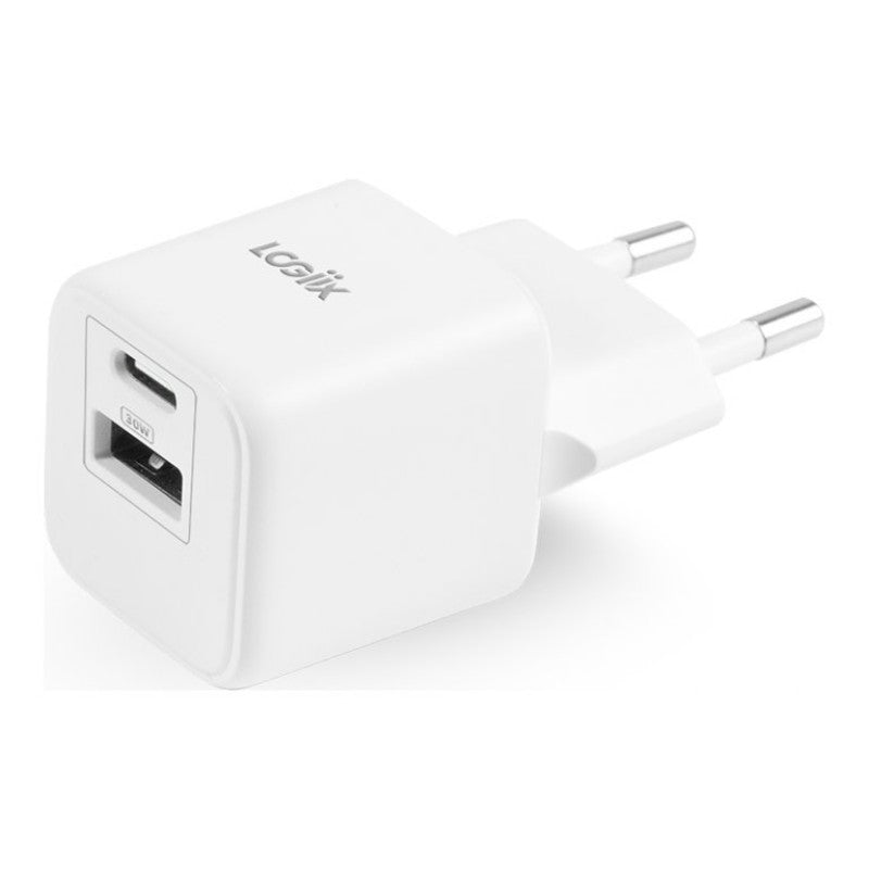 LOGiiX Power Cube 30 Mini Duo USB-A &amp; USB-C European Power Adapter - LGX-13706