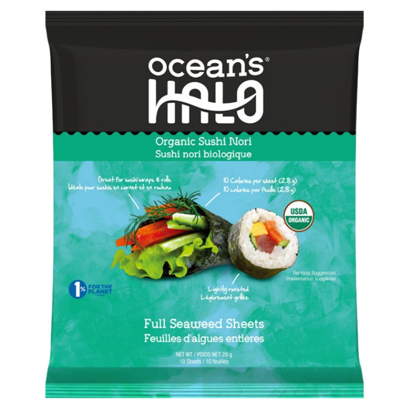 Ocean's Halo Organic Sushi Nori Full Seaweed Sheets - 28g