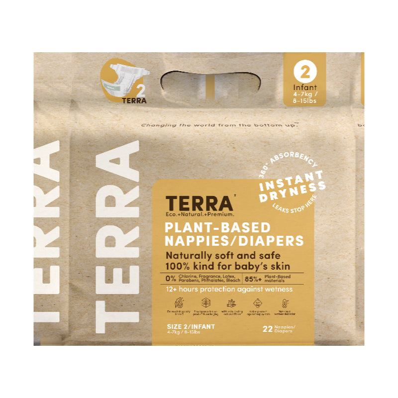 Terra Plant-Based Baby Nappies / Diaper - Size 2 - 22s