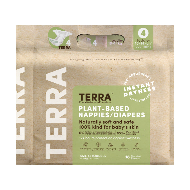 Terra Plant-Based Baby Nappies / Diaper - Size 4 - 18s