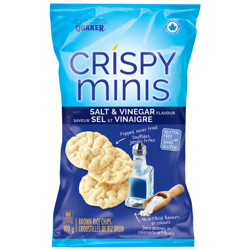 Quaker Crispy Minis Brown Rice Chips - Salt & Vinegar Flavour - 100g