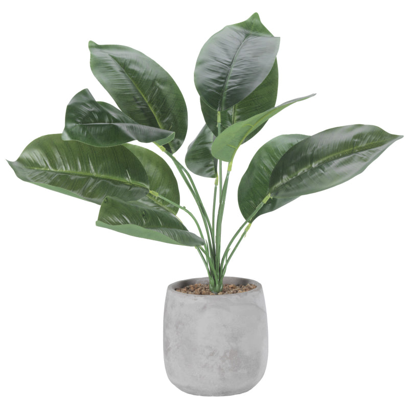 Faux Leafy Plant - White / Green - 13.3 Inch