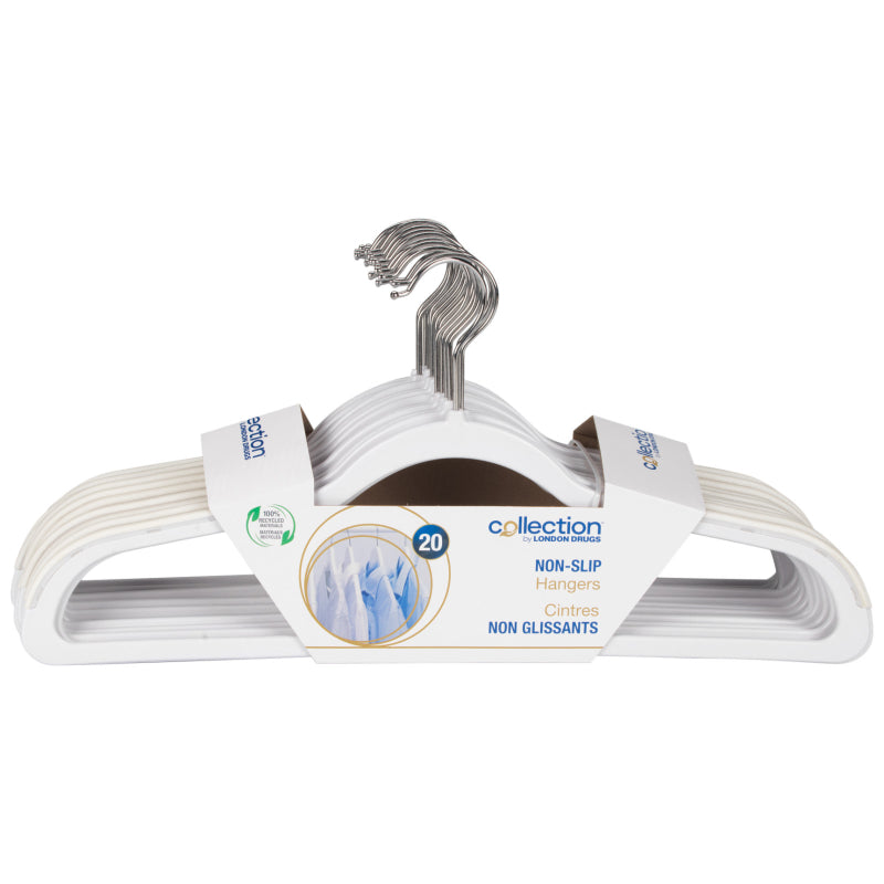 Collection by London Drugs Non-Slip Hangers - White - 20 piece
