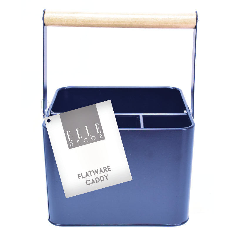 Elle Decor Utensil Caddy with Wood - Black