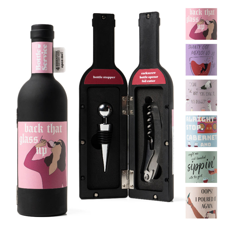 Modern Monkey Bottle Service Wine Tool Set - Assorted Playful Prints - 2 piece