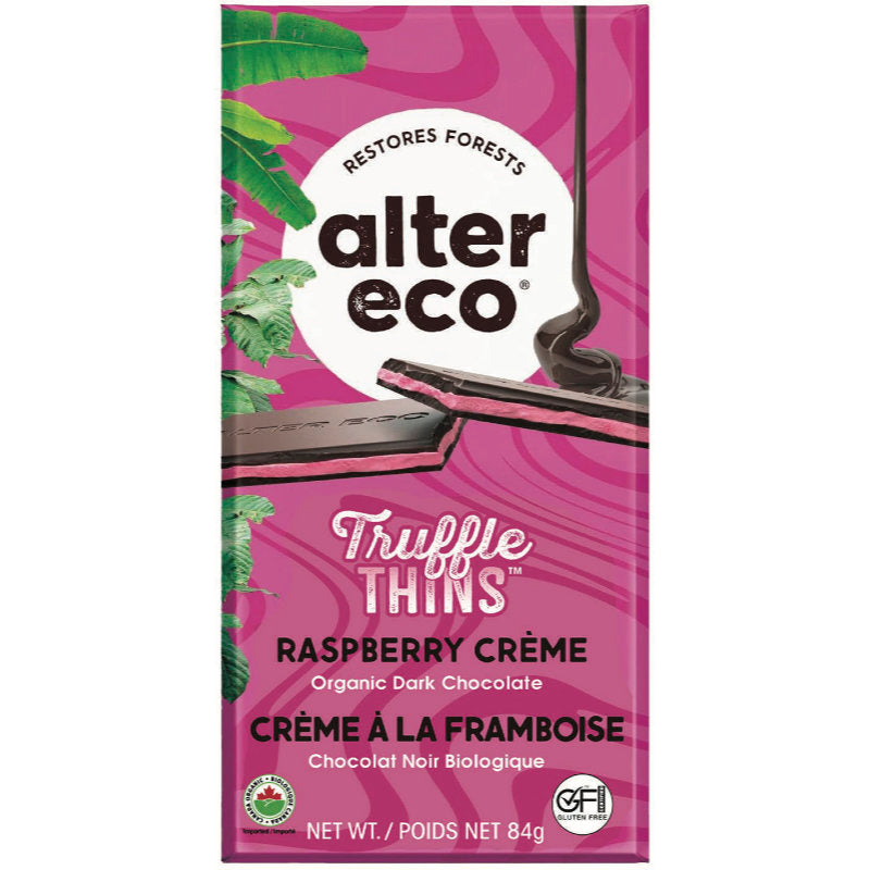 Alter Eco Raspberry Creme Truffle Thins - Dark Chocolate - 84g