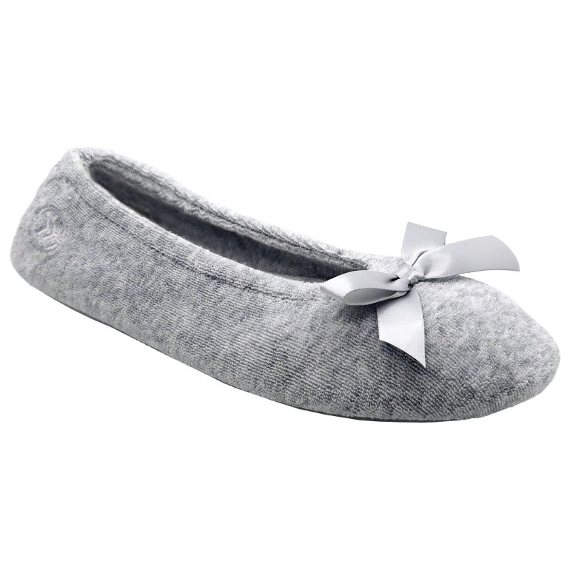 Isotoner Ballerina Terry Slipper - Medium - Heather Grey