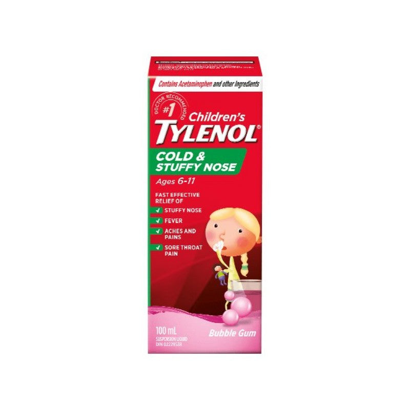 Tylenol Children's Cold & Stuffy Nose Suspension Liquid - Bubble Gum - 100ml