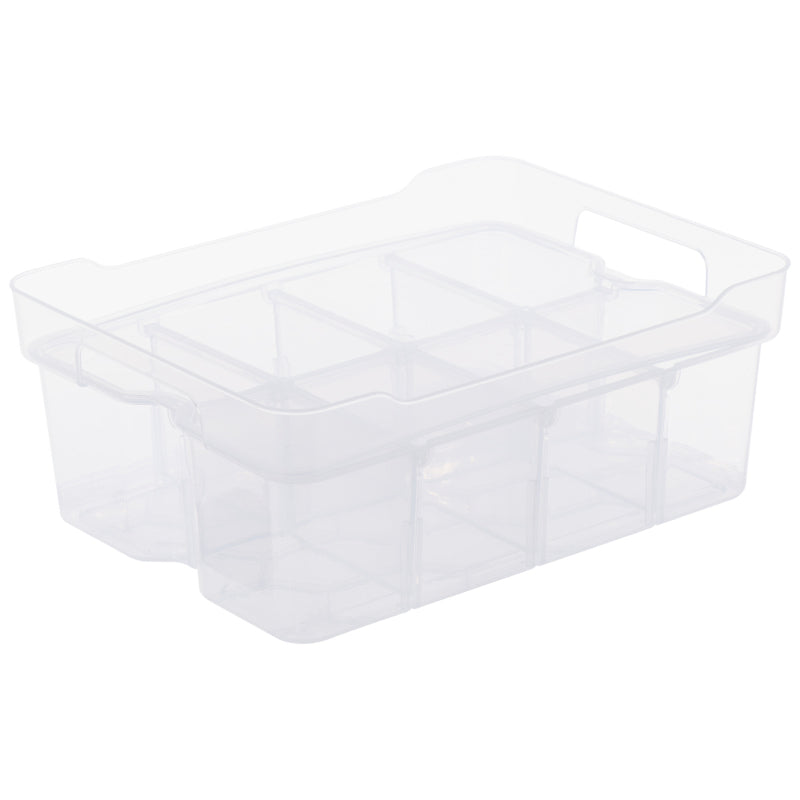 Strata Organize Me Divider Tray Storage Box with Lid - Clear - Large