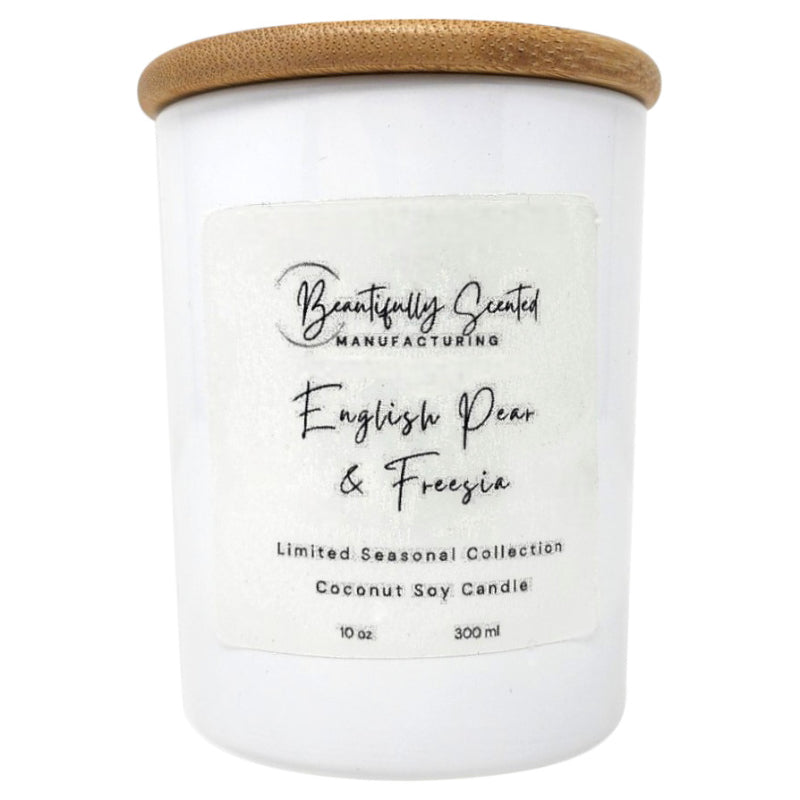 C&C Coconut Soy White Luxury Candle - English Pear and Freesia - 10oz