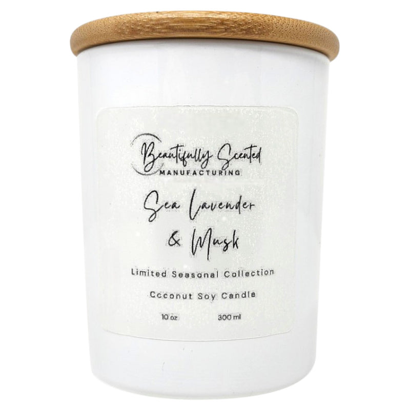 C&C Coconut Soy White Luxury Candle - Sea Lavender and Musk - 10oz
