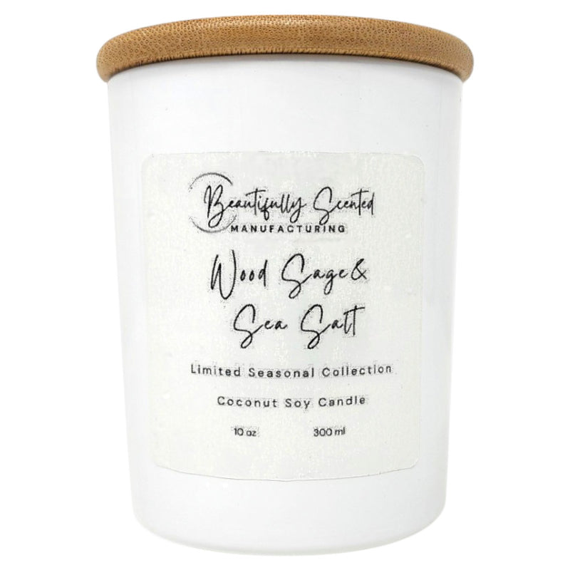 C&C Coconut Soy White Luxury Candle - Wood Sage and Sea Salt - 10oz