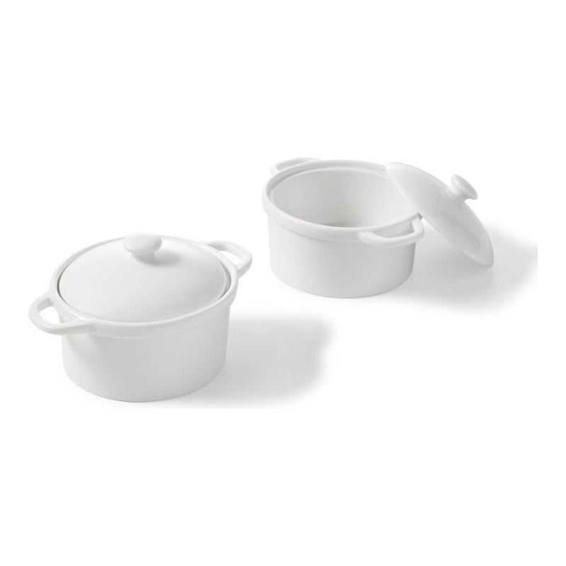 Starfrit Gourmet Bistro - Set of 2 Porcelain Mini Casseroles with lids - White