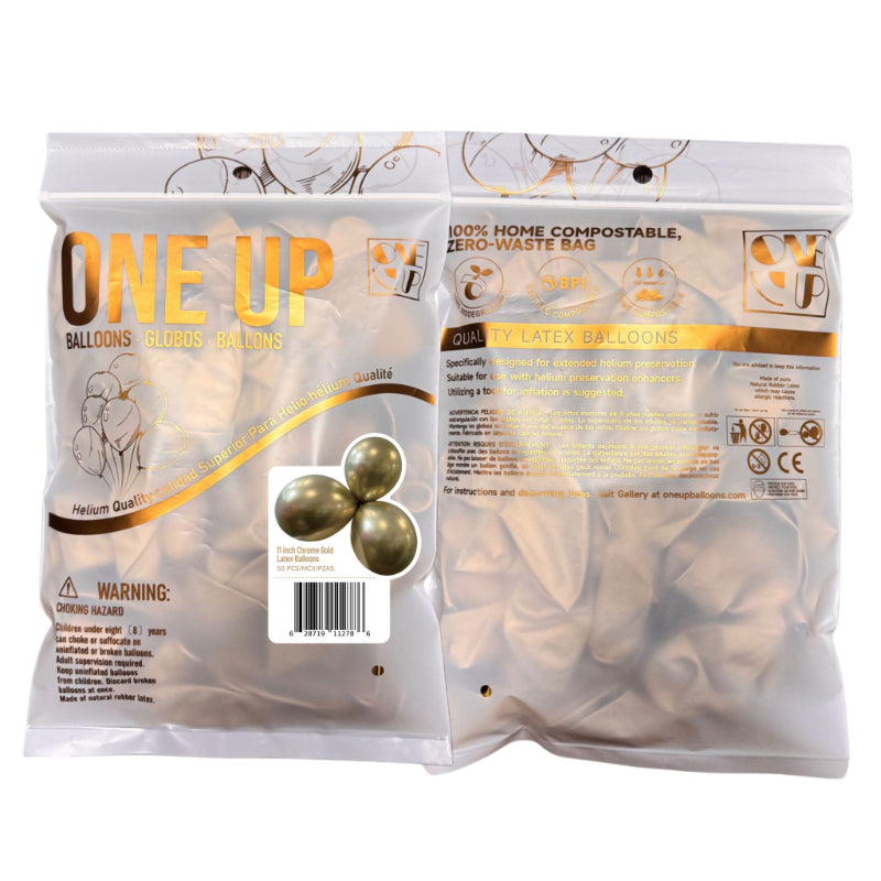 Latex Balloons - Chrome Gold - 11in/50s