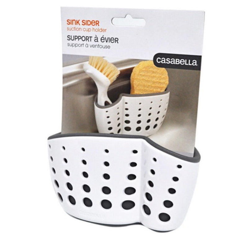 Casabella Sink Sider Suction Cup & Brush Holder - White / Grey