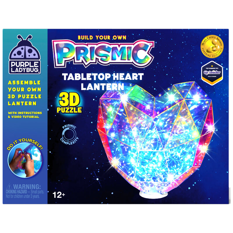 PRISMIC Make Your Own 3D Puzzle Night Light Craft Kit - Tabletop Heart Lantern