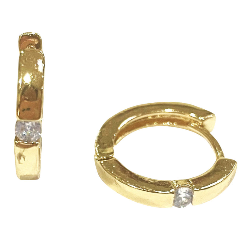Primavera Huggie Hoops with CZ center Earrings - Gold