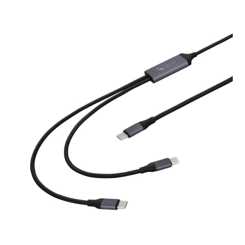 Helix USB-C to 2 x USB-C Cable - Black - 1.3m