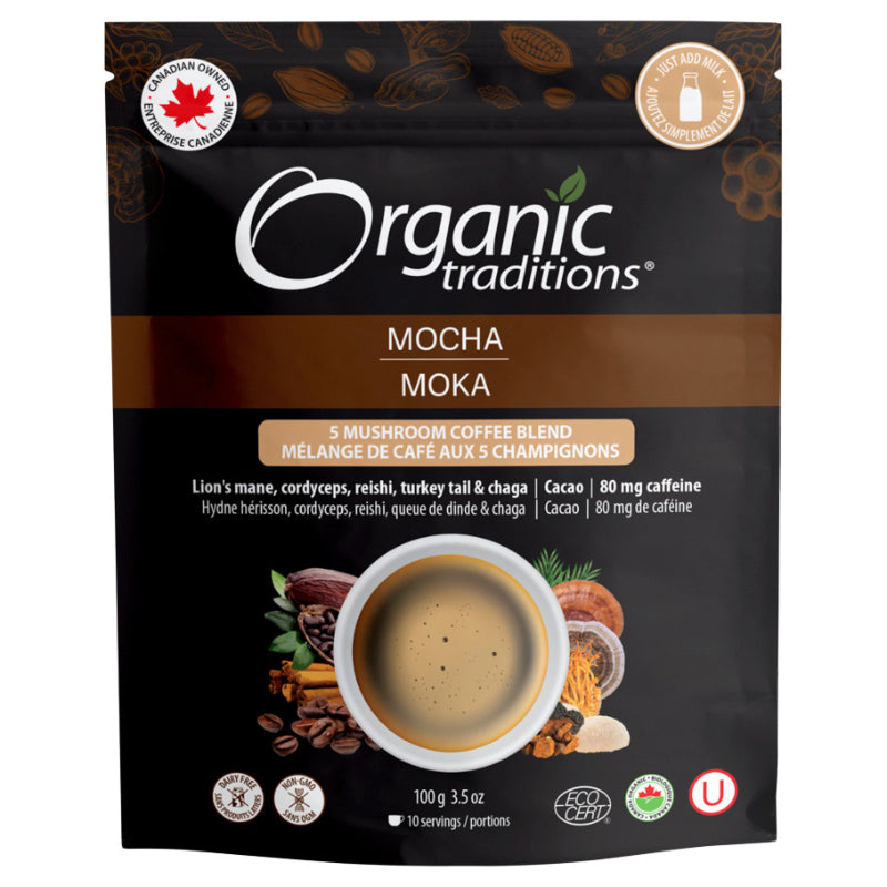 Organic Traditions Instant Mushroom Coffee - Mocha - 100g