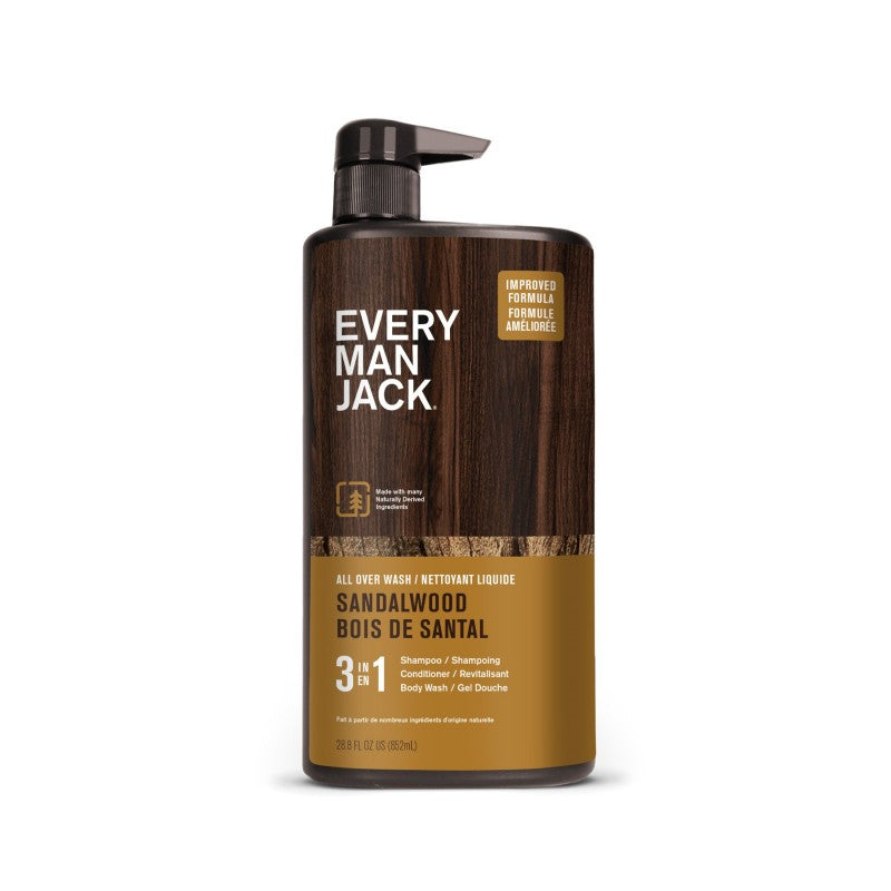 Every Man Jack 3-in-1 Hydrating All Over Wash - Sandalwood - 852ml