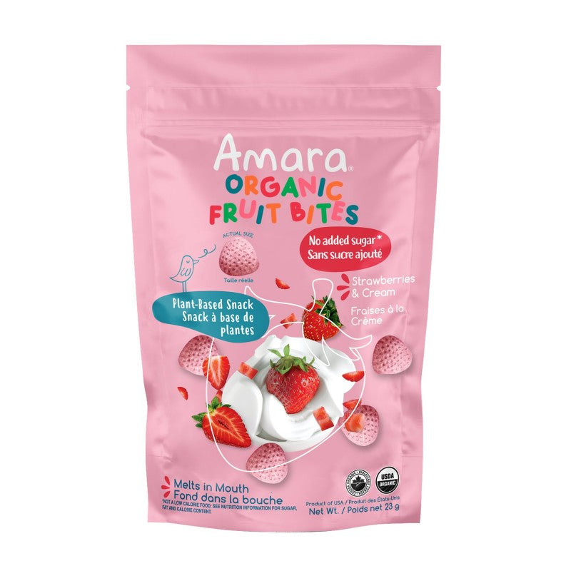 Amara Organic Fruit Bites - Strawberries & Cream - 23g