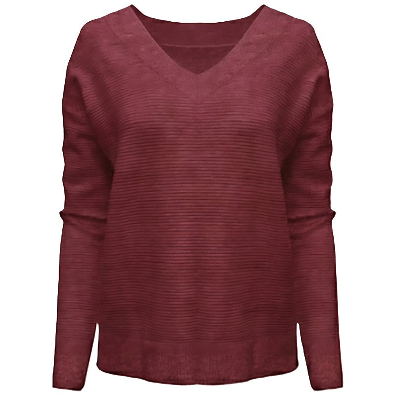 Guilty V-Neck Ottoman Sweatshirt - Burgundy