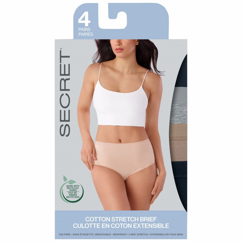 SECRET Regular Cotton Stretch Brief - Small - 4pk
