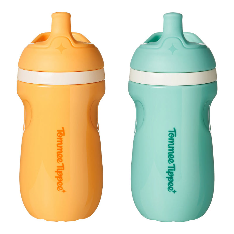 Tommee Tippee Sporty Spout Water Bottle Set - Blue/Orange - 2 x 266ml