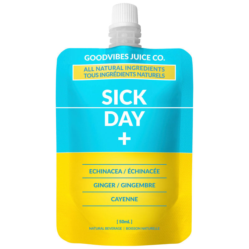 Good Vibes Juice Natural Beverage Drink Pouch - Sick Day + - Elderberry/Ginger/Cayenne - 50ml