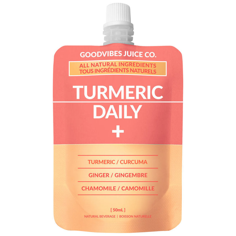 Good Vibes Juice Natural Beverage Drink Pouch - Turmeric Daily + - Turmeric/Ginger/Chamomile - 50ml