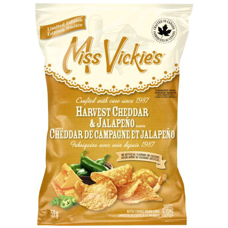 Miss Vickies Kettle Cooked Potato Chips - Harvest Cheddar and Jalapeno - 59g