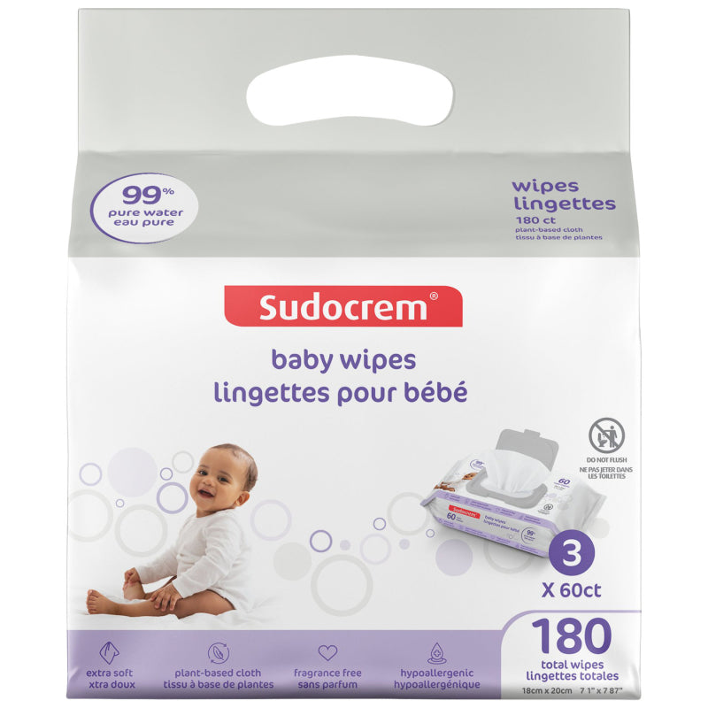 Sudocrem 99% Pure Water Extra Soft Baby Wipes - 180 Count - 18x20cm